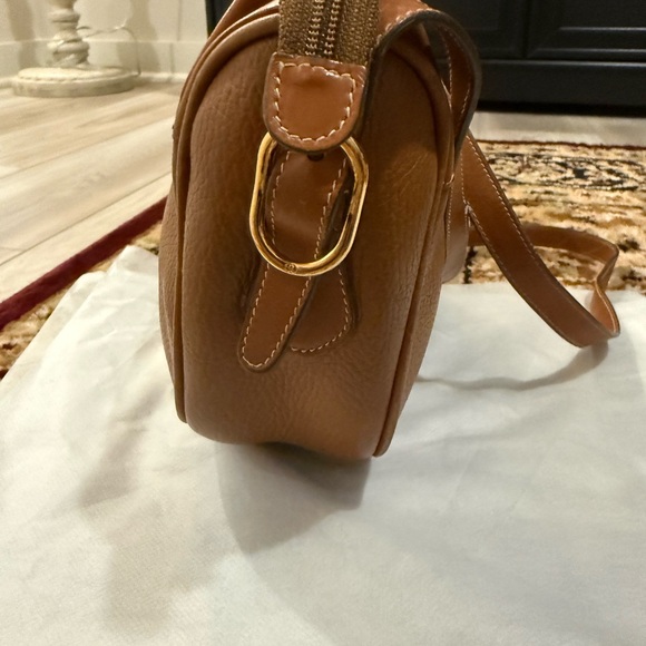 Vintage Gucci Brown Leather GG Logo Shoulder Bag Suede Interior Italy - Picture 4 of 10